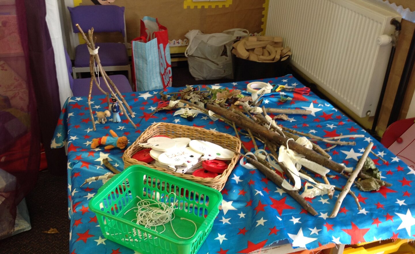 Image of Making Teepee's in the construction! 